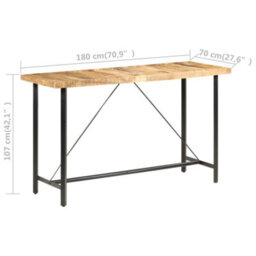 Berkfield Industrial Bar Table 180X70X107 Cm Rough Mango Wood - thumbnail 7