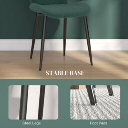 Homcom Modern Style Kitchen Chairs Set Of 4 With Flannel Upholstered, Dark Green - thumbnail 6