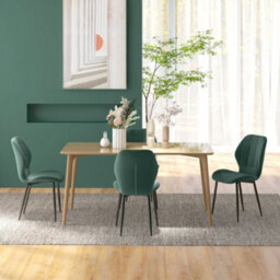 Homcom Modern Style Kitchen Chairs Set Of 4 With Flannel Upholstered, Dark Green - thumbnail 8