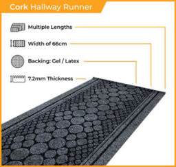 Cork Hallway Runner Rug Hardwearing - Non-Slip & Durable Carpet For Hall, Kitchen & Corridor - thumbnail 2