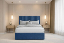 "Nexus Amalfi Plush Divan, Blue, 54"" Headboard, 2 Drawers Foot-End, Open Coil Mattress, King" - thumbnail 3