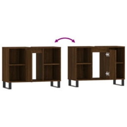 Berkfield Bathroom Cabinet Brown Oak 80X33X60 Cm Engineered Wood - thumbnail 9