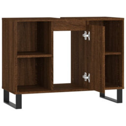 Berkfield Bathroom Cabinet Brown Oak 80X33X60 Cm Engineered Wood - thumbnail 5