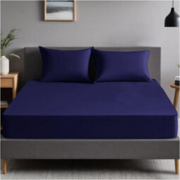 Gc Gaveno Cavailia Plain Dyed Fitted Bedsheet Super King Navy Super Soft & Comfy Non Iron Fitted Sheet
