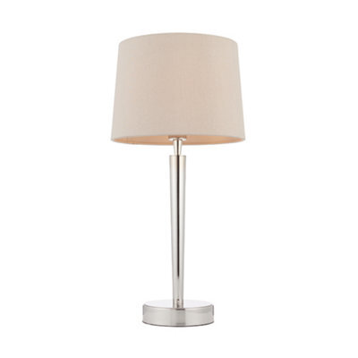 Anson Lighting Dyme Bright Nickel With Mink Faux Silk Shade Elegant 1 Light Table Light With Usb - image 1