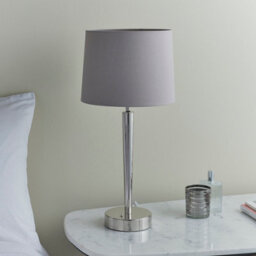 Anson Lighting Dyme Bright Nickel With Mink Faux Silk Shade Elegant 1 Light Table Light With Usb - thumbnail 3