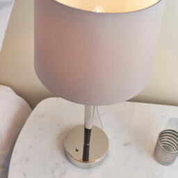 Anson Lighting Dyme Bright Nickel With Mink Faux Silk Shade Elegant 1 Light Table Light With Usb - thumbnail 7
