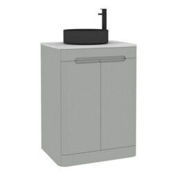 Royal Bathrooms Venice 600mm Dove Grey Freestanding Bathroom Countertop Vanity Unit 2 Door With Art Round Basin - thumbnail 7