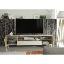 Tv Unit Tide Crest 200Cm - Cashmere Warm Beige Taupe Finish & Gold - thumbnail 5