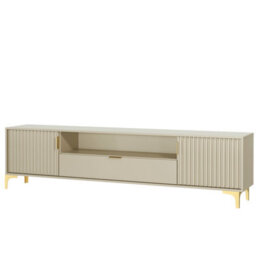 Tv Unit Tide Crest 200Cm - Cashmere Warm Beige Taupe Finish & Gold - thumbnail 9