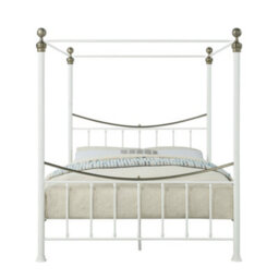 OAT Home Marylebone White & Brass Four Poster Metal Bed Frame - Double - thumbnail 6