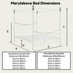 OAT Home Marylebone White & Brass Four Poster Metal Bed Frame - Double - thumbnail 9