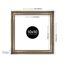 10X10 Gunmetal  Ornate Picture Frame (25.4 X 25.4Cm) Poster, Photo, Artwork, Gallery Wall Or Print - thumbnail 2