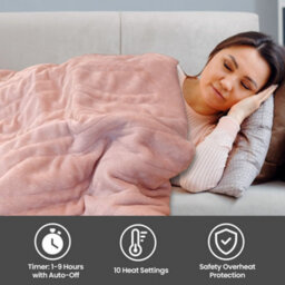 Schallen Luxury Soft Heated Warm Throw Over Blanket With Timer & 10 Heat Settings - Pink - thumbnail 3