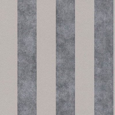As Creation Bricoflor Dark Grey And Beige Striped Wallpaper In Vintage Look Thick Striped 10.05 X 0.53 M - image 1
