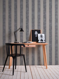 As Creation Bricoflor Dark Grey And Beige Striped Wallpaper In Vintage Look Thick Striped 10.05 X 0.53 M - thumbnail 6