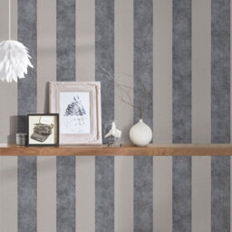 As Creation Bricoflor Dark Grey And Beige Striped Wallpaper In Vintage Look Thick Striped 10.05 X 0.53 M - thumbnail 2