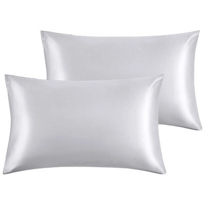 Bedlooms Satin Silk Pillowcase Silver Pair - Anti Wrinkle Pillow Covers For Hair & Skin Friendly Pillowcases Bedding Set 50X75 Cm - image 1