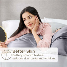 Bedlooms Satin Silk Pillowcase Silver Pair - Anti Wrinkle Pillow Covers For Hair & Skin Friendly Pillowcases Bedding Set 50X75 Cm - thumbnail 2