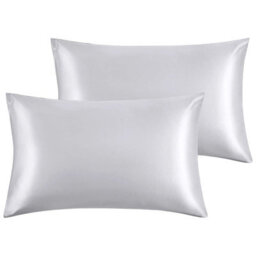 Bedlooms Satin Silk Pillowcase Silver Pair - Anti Wrinkle Pillow Covers For Hair & Skin Friendly Pillowcases Bedding Set 50X75 Cm