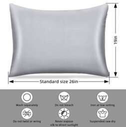 Bedlooms Satin Silk Pillowcase Silver Pair - Anti Wrinkle Pillow Covers For Hair & Skin Friendly Pillowcases Bedding Set 50X75 Cm - thumbnail 4