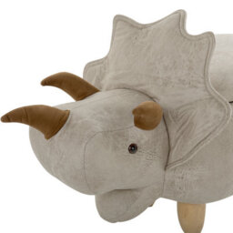 Beliani Triceratops Kids Storage Stool Pouffe - Light Grey Faux Leather Upholstered Seat With Rubberwood Legs - thumbnail 7