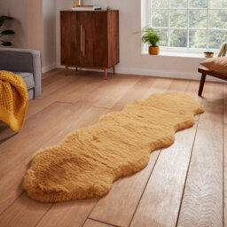 Mustard Plain Shaggy Luxurious Modern Rug For Living Room And Bedroom-60Cm X 180Cm (Double) - thumbnail 4