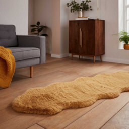 Mustard Plain Shaggy Luxurious Modern Rug For Living Room And Bedroom-60Cm X 180Cm (Double) - thumbnail 3