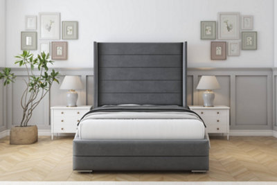 "Sloomy Sterling Armour Coniston Bed Frame With 50"" Upholstered Wingback Headboard 6' Super King" - image 1