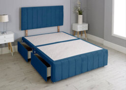 Comfy Deluxe 5Ft King Panel Blue Plush Divan Bed Set Headboard & Footboard 0 Drawers - thumbnail 2