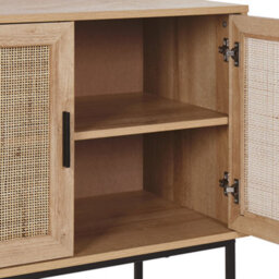 Beliani 2-Door Sideboard Natural Rattan Front With Black Legs 80 X 40 X 72 Cm - thumbnail 7