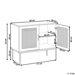 Beliani 2-Door Sideboard Natural Rattan Front With Black Legs 80 X 40 X 72 Cm - thumbnail 4