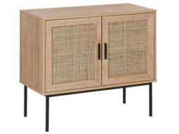Beliani 2-Door Sideboard Natural Rattan Front With Black Legs 80 X 40 X 72 Cm - thumbnail 3
