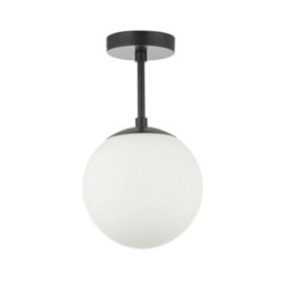 Happy Homewares Traditional Glass Globe Ip44 Bathroom Ceiling Light Fixture In Matt Black - thumbnail 2