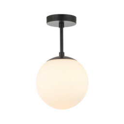 Happy Homewares Traditional Glass Globe Ip44 Bathroom Ceiling Light Fixture In Matt Black