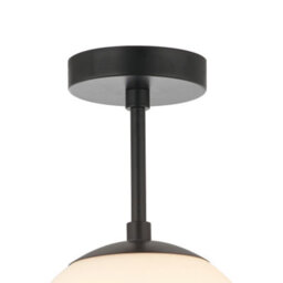 Happy Homewares Traditional Glass Globe Ip44 Bathroom Ceiling Light Fixture In Matt Black - thumbnail 3