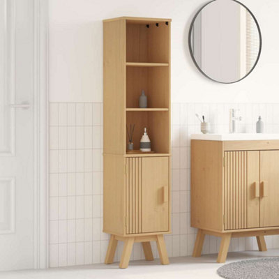 Berkfield Bathroom Cabinet Brown 35X30X159 Cm Solid Pine Wood - image 1