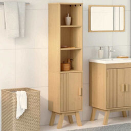 Berkfield Bathroom Cabinet Brown 35X30X159 Cm Solid Pine Wood - thumbnail 4