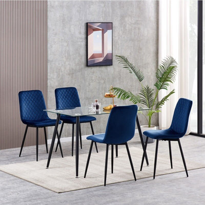 MCC Direct Dining Chairs Velvet Fabric Lexi Set Of 4 Blue By Mcc - image 1