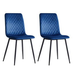MCC Direct Dining Chairs Velvet Fabric Lexi Set Of 4 Blue By Mcc - thumbnail 2