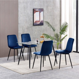 MCC Direct Dining Chairs Velvet Fabric Lexi Set Of 4 Blue By Mcc - thumbnail 1