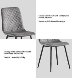 MCC Direct Dining Chairs Velvet Fabric Lexi Set Of 4 Blue By Mcc - thumbnail 6