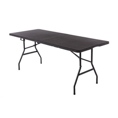 Oypla Heavy Duty Folding Catering Garden Trestle Table - 6Ft, Rattan - image 1