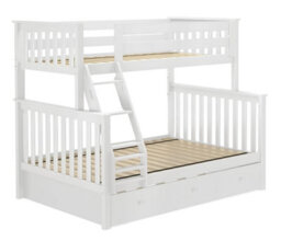 Interior Emporium Lily Wooden Trio Bunk Bed With 2 Single + 1 Double Mattress - With Extra Trundle - White - thumbnail 5
