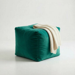 Kosi Atelier Kosiatelier Bean Bag Velvet Footstool Ottomona Cube Pouf Chair Pouffe, Polystyrene Beads Filled - Teal, 40Cm X 40Cm X 40Cm - thumbnail 3