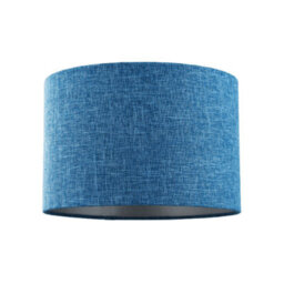 Happy Homewares Contemporary And Sleek 12 Inch Midnight Blue Linen Drum Lamp Shade 60W Maximum - thumbnail 1