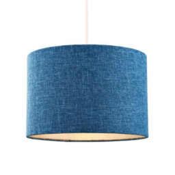 Happy Homewares Contemporary And Sleek 12 Inch Midnight Blue Linen Drum Lamp Shade 60W Maximum - thumbnail 2