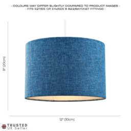 Happy Homewares Contemporary And Sleek 12 Inch Midnight Blue Linen Drum Lamp Shade 60W Maximum - thumbnail 6