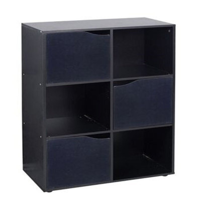 Urbn-Living Black, Black - 6-Cube Shelving Unit With Wooden Doors - image 1