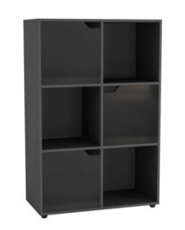 Urbn-Living Black, Black - 6-Cube Shelving Unit With Wooden Doors - thumbnail 3